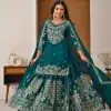 Teal Chinon Silk Embroidery Zari Work Lehenga Choli