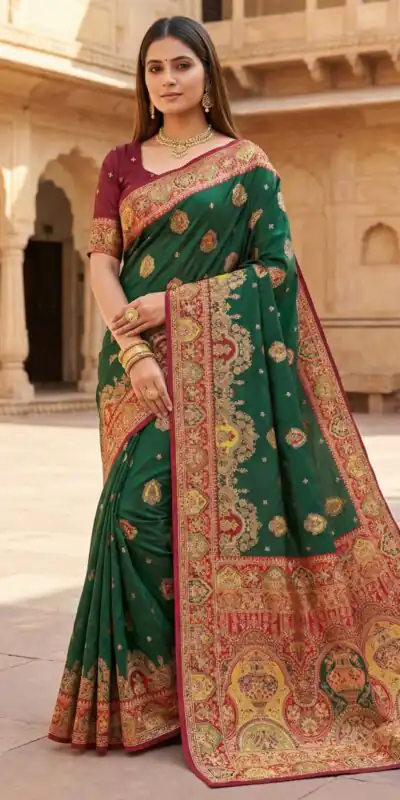 Green Paithani Silk Woven Border Work Saree