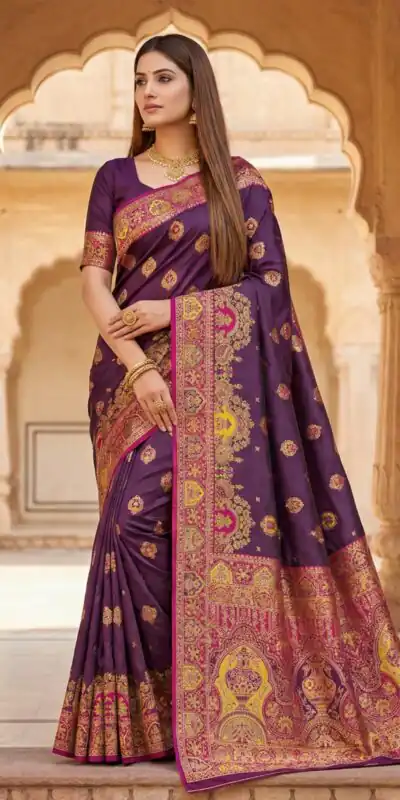 Purple Paithani Silk Woven Border Work Saree