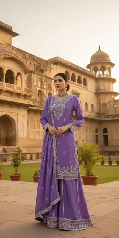Lavender Zimmy Silk Sequence Work Salwar Suit