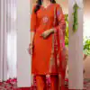 Orange Marina Silk Embroider Work Salwar Suit