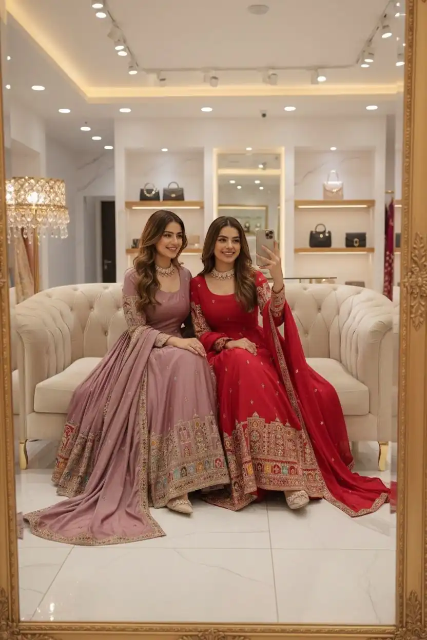 Lavender Chinon Silk Coding Dori Sequence Work Gown - Image 5