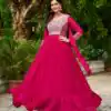 KA 1151 Pink Faux Georgette Gown Perfect for Wedding, Party, Makar Sankranti, Karwa Chauth, Ethnic Day – . Now at just ₹2399. Delivery 4-6 Working D | Gowns, Bollywood Gowns, Creative Gowns, Designer Gowns, Embroidered Gowns, Party Wear Gowns