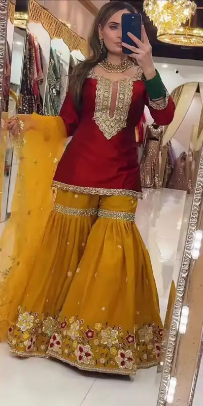 NF 1272 Red Faux Georgette Gown Perfect for Wedding, Party, Makar Sankranti, Karwa Chauth, Ethnic Day – . Now at just ₹2449. Delivery 4-6 Working D | Jump Suits, Salwar suit, Casual Suits, Creative suits, Designer Suits, Palazzo Suits, Party Wear Suits, Patiala Suits, Straight Suits