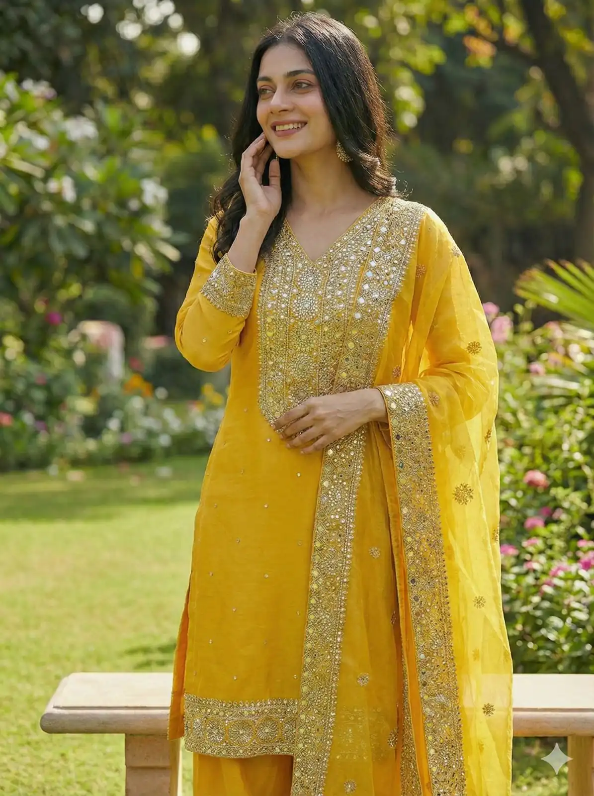 JF 040 Yellow Fendy Silk Salwar Suitwith Embroidery Work & Lace Work. Now at just ₹2049. Delivery 4-6 Working Days. Shop now. | Jump Suits, Salwar suit, Casual Suits, Creative suits, Designer Suits, Palazzo Suits, Party Wear Suits, Patiala Suits, Straight Suits