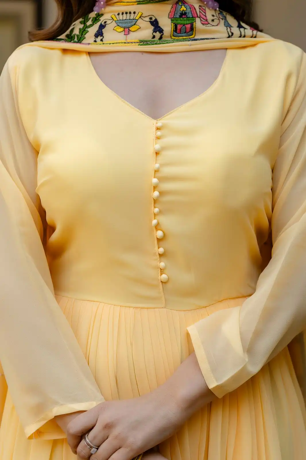 RR 41 Yellow Faux Georgette Gown Perfect for Wedding, Party, Makar Sankranti, Karwa Chauth, Ethnic Day – . Now at just ₹2599. Delivery 4-6 Working D | Gowns, Bollywood Gowns, Creative Gowns, Designer Gowns, Embroidered Gowns, Party Wear Gowns