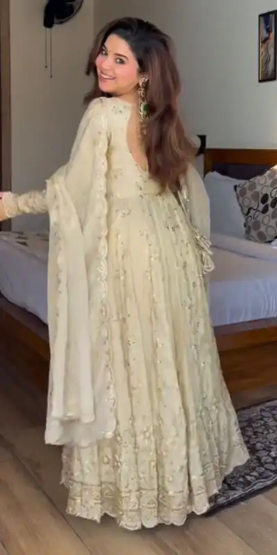 WW 1253 Cream Color Chinon Silk Sequence Lace Work Gown. Online Affordable Price ₹2549. Delivery 4-6 Working Days. Shop now. | Gowns, Bollywood Gowns, Creative Gowns, Designer Gowns, Embroidered Gowns, Party Wear Gowns