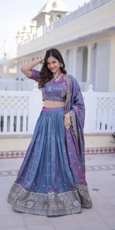 KA 5066 Blue Ysl Silk Lehenga Choli Perfect for Wedding, Party, Lohri, Pongal, Engagement – . Now at just ₹2649. Delivery 4-6 Working Days. Shop now. | Lehenga, Bollywood Lehenga, Creative Lehenga, Designer Lehenga, Embroidered Lehenga, Party Wear Lehenga