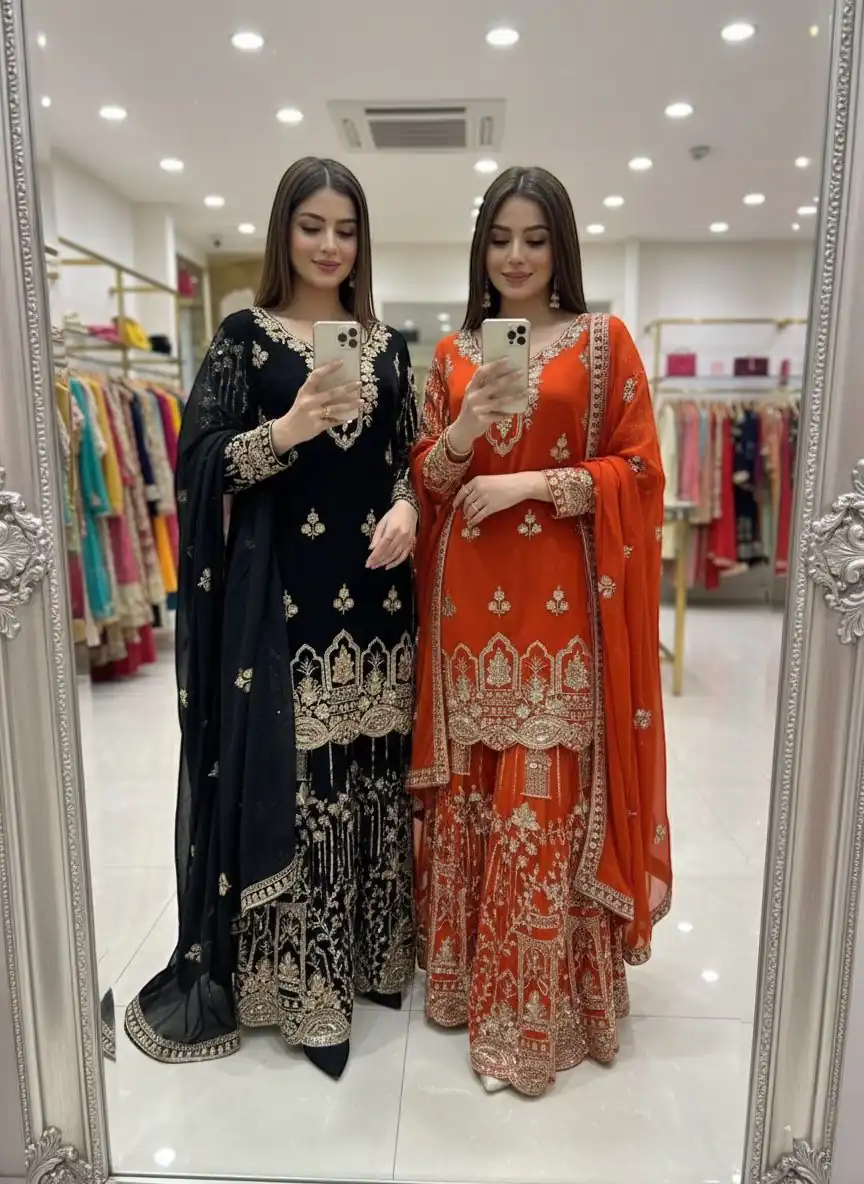 Black Faux Georgette 5 mm Sequence Work Salwar Suit - Image 3