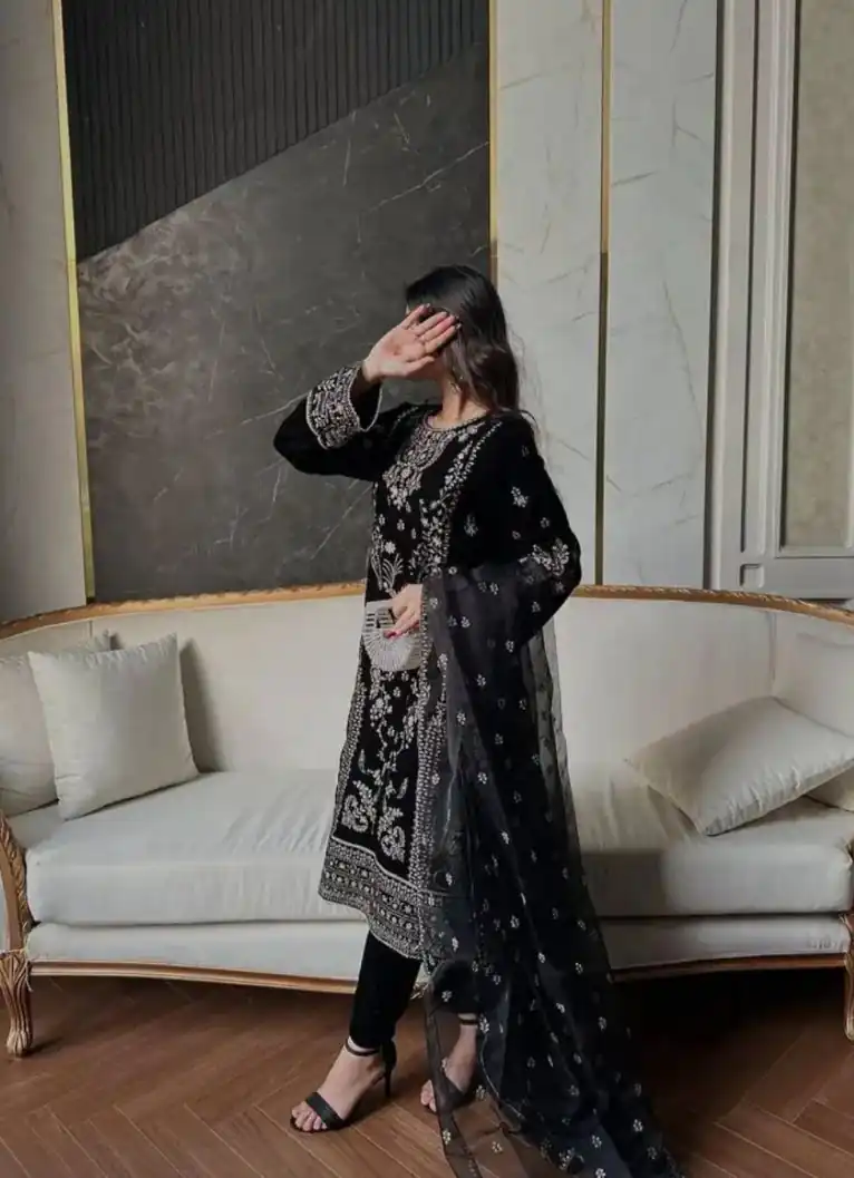 NF 1271 Black Korean Satin Silk Salwar Suit with Lace Work & Embroidery Work. Exclusive Offer ₹2449. Delivery 4-6 Working Days. Shop now. | Jump Suits, Salwar suit, Casual Suits, Creative suits, Designer Suits, Palazzo Suits, Party Wear Suits, Patiala Suits, Straight Suits