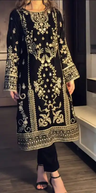 NF 1271 Black Korean Satin Silk Salwar Suit with Lace Work & Embroidery Work. Exclusive Offer ₹2449. Delivery 4-6 Working Days. Shop now. | Jump Suits, Salwar suit, Casual Suits, Creative suits, Designer Suits, Palazzo Suits, Party Wear Suits, Patiala Suits, Straight Suits