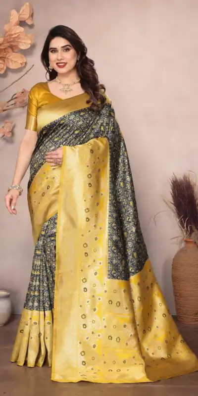 Black Lichi Silk Jacquard Rich Pallu Saree