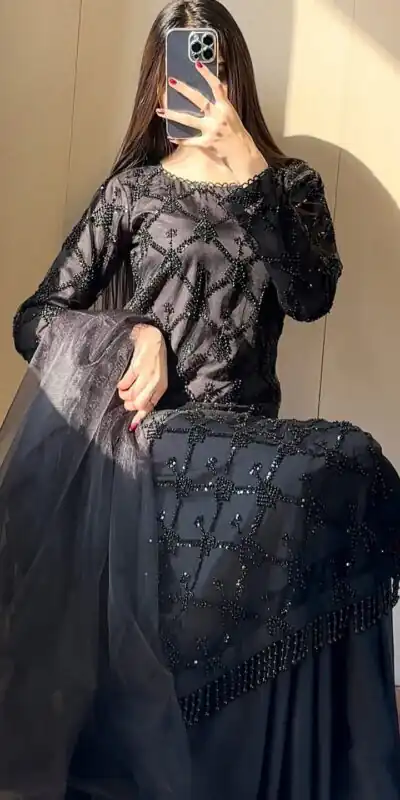 DB 34 Black Soft Net Salwar Suit. Perfect for Wedding, Party, Ganesh Chaturthi, Anniversary, Ethnic Day – Grab it for ₹1999. Delivery 4-6 Working Days | Jump Suits, Salwar suit, Casual Suits, Creative suits, Designer Suits, Palazzo Suits, Party Wear Suits, Patiala Suits, Straight Suits
