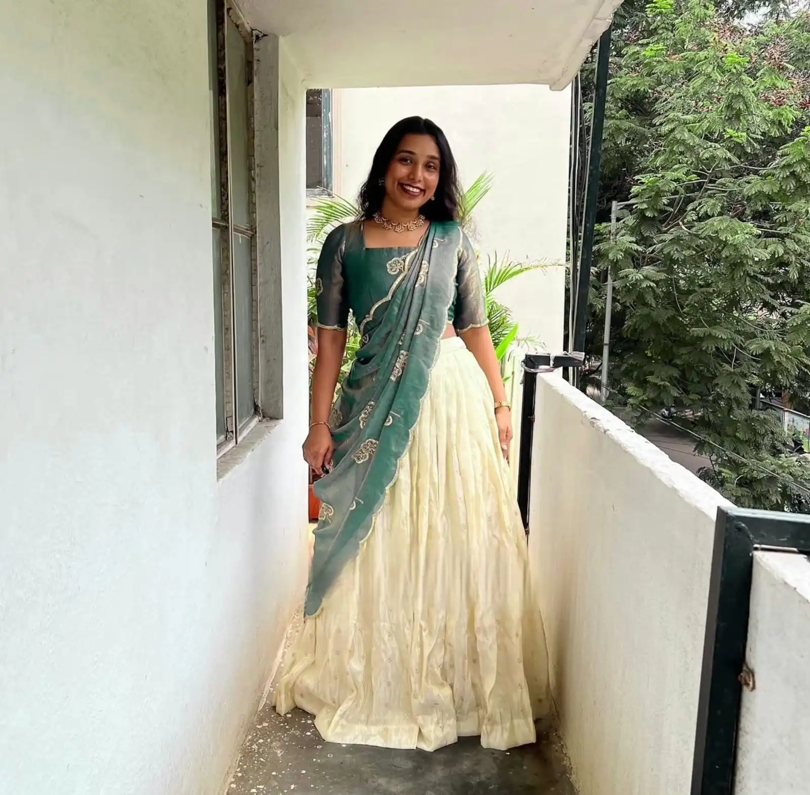 Blue Fendy Silk Sequence Cut Work Lehenga Choli - Image 2