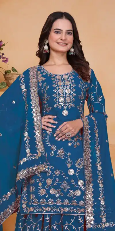 FE 99 Blue Color Fox Georgette Salwar Suit with Embroidery Work. Online Now at just ₹2549. Delivery 4-6 Working Days. Shop now. | Jump Suits, Salwar suit, Casual Suits, Creative suits, Designer Suits, Palazzo Suits, Party Wear Suits, Patiala Suits, Straight Suits