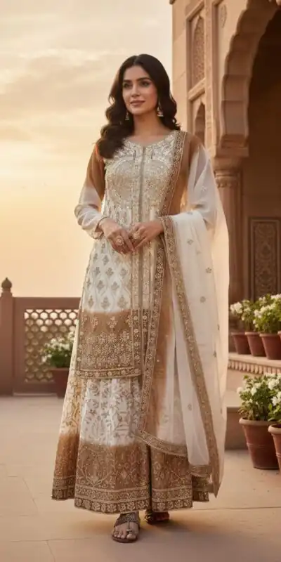 AD 224 Brown Color Dual Tone Star Georgette Salwar Suit with Embroidery Work. Affordable Price ₹2399. Delivery 4-6 Working Days. Shop now. | Jump Suits, Salwar suit, Casual Suits, Creative suits, Designer Suits, Palazzo Suits, Party Wear Suits, Patiala Suits, Straight Suits