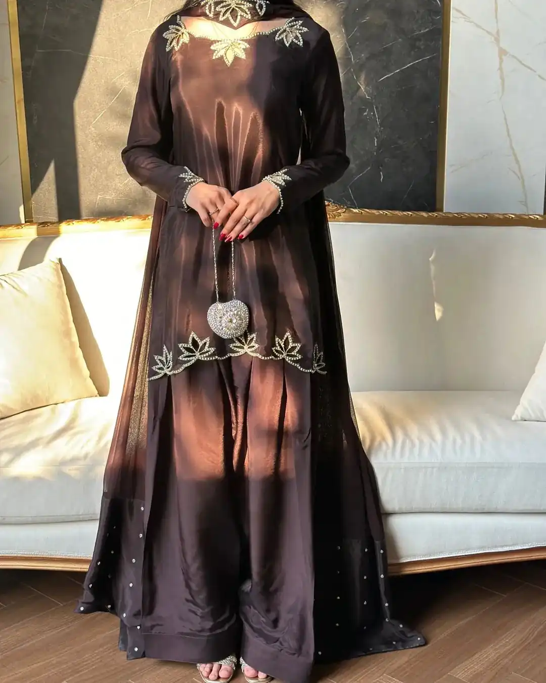 NF 1270 Brown Natural Crep Salwar Suit Brown with Embroidery Work. Exclusive Offer ₹1899. Delivery 4-6 Working Days. Shop now. | Jump Suits, Salwar suit, Casual Suits, Creative suits, Designer Suits, Palazzo Suits, Party Wear Suits, Patiala Suits, Straight Suits
