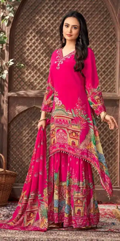 ST 217 Pink Georgette Salwar Suit Perfect for Wedding, Party, Lohri, Pooja, Cultural Events – . Get it for ₹1999. Delivery 4-6 Working Days. Shop n | Jump Suits, Salwar suit, Casual Suits, Creative suits, Designer Suits, Palazzo Suits, Party Wear Suits, Patiala Suits, Straight Suits