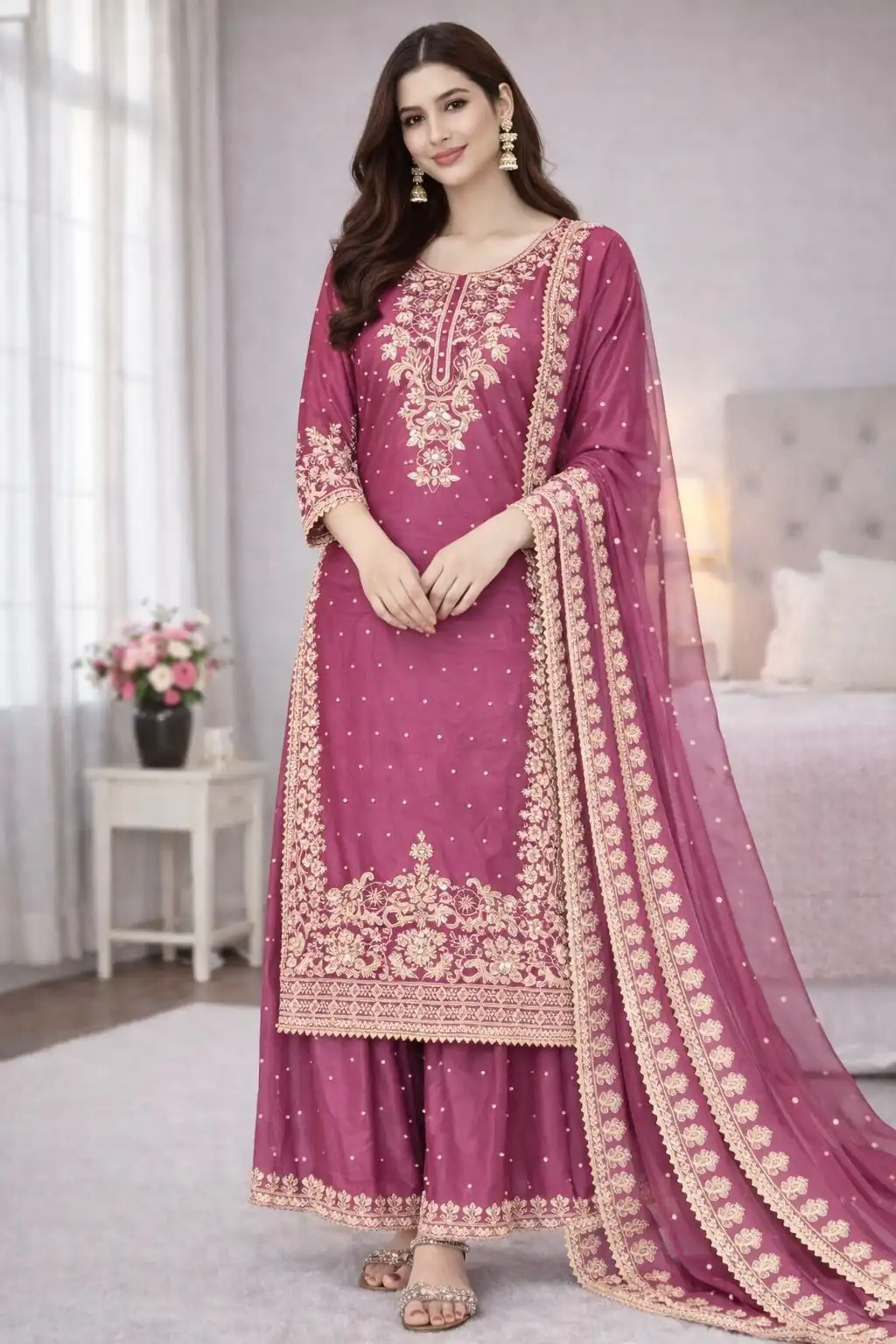 SSR 535 Rani Pink Color in Organza Silk Embroidery Work Salwar Suit . Available at ₹2399 only. Delivery 4-6 Working Days. Shop now. | Jump Suits, Salwar suit, Casual Suits, Creative suits, Designer Suits, Palazzo Suits, Party Wear Suits, Patiala Suits, Straight Suits