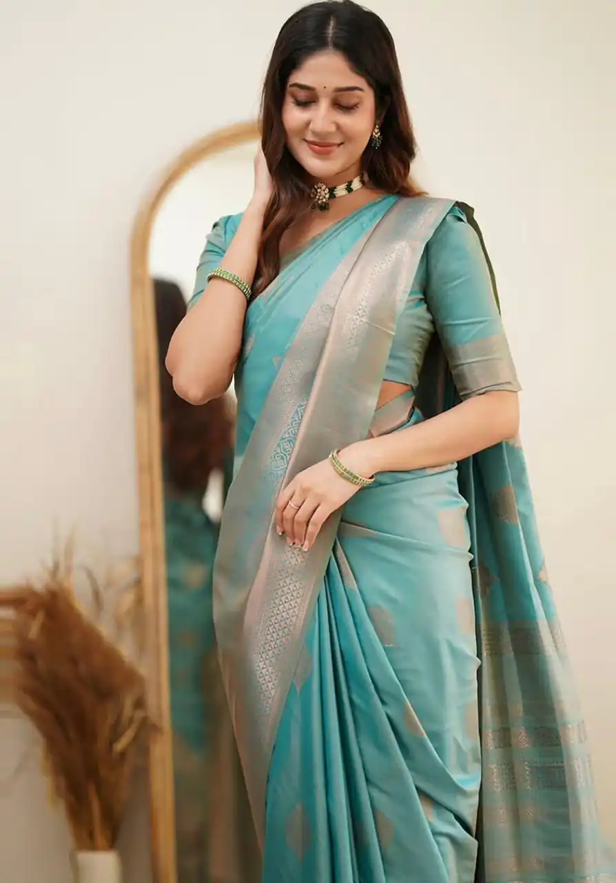 KP 6015 Sky Blue Soft Lichi Silk Saree with Lace Border & Lace Work. Special Price ₹1349. Delivery 4-6 Working Days. Shop now. | Sarees, Bollywood Sarees, Creative Sarees, Designer Sarees, Embroidered Sarees, Ethnic Saree, Modern Digital sarees, Party Wear Sarees
