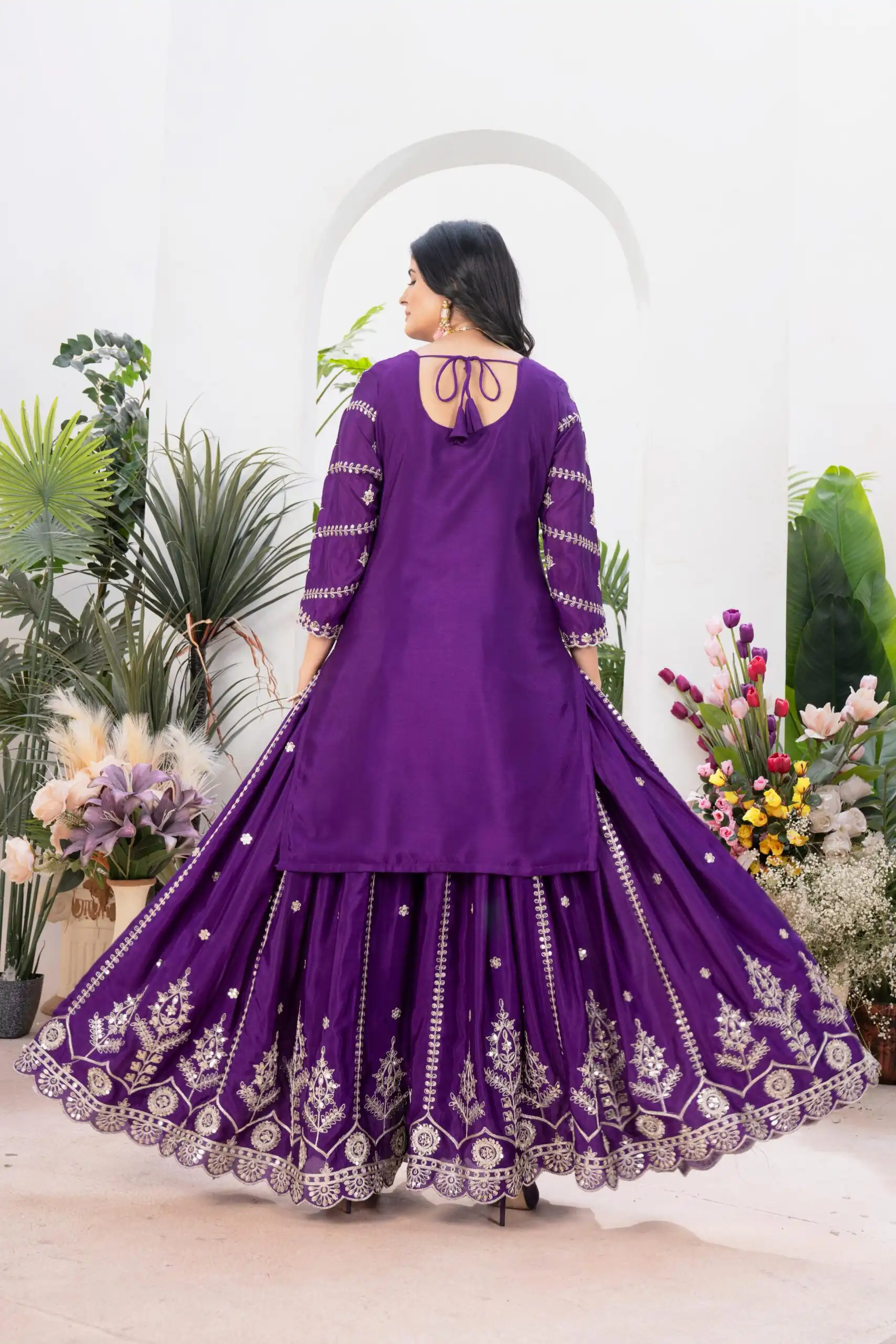 ND 5033 Dark Purple Chinon Silk Salwar Suit with Embroidery Work & Lace Work. Affordable Price ₹2149. Delivery 4-6 Working Days. Shop now. | Jump Suits, Salwar suit, Casual Suits, Creative suits, Designer Suits, Palazzo Suits, Party Wear Suits, Patiala Suits, Straight Suits