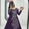PC 564 Dark Purple Vichitra Silk Gown Perfect for Wedding, Party, Holi, Anniversary, Mehendi –. Grab it for ₹2049. Delivery 4-6 Working Days. Shop now. | Gowns, Bollywood Gowns, Creative Gowns, Designer Gowns, Embroidered Gowns, Party Wear Gowns
