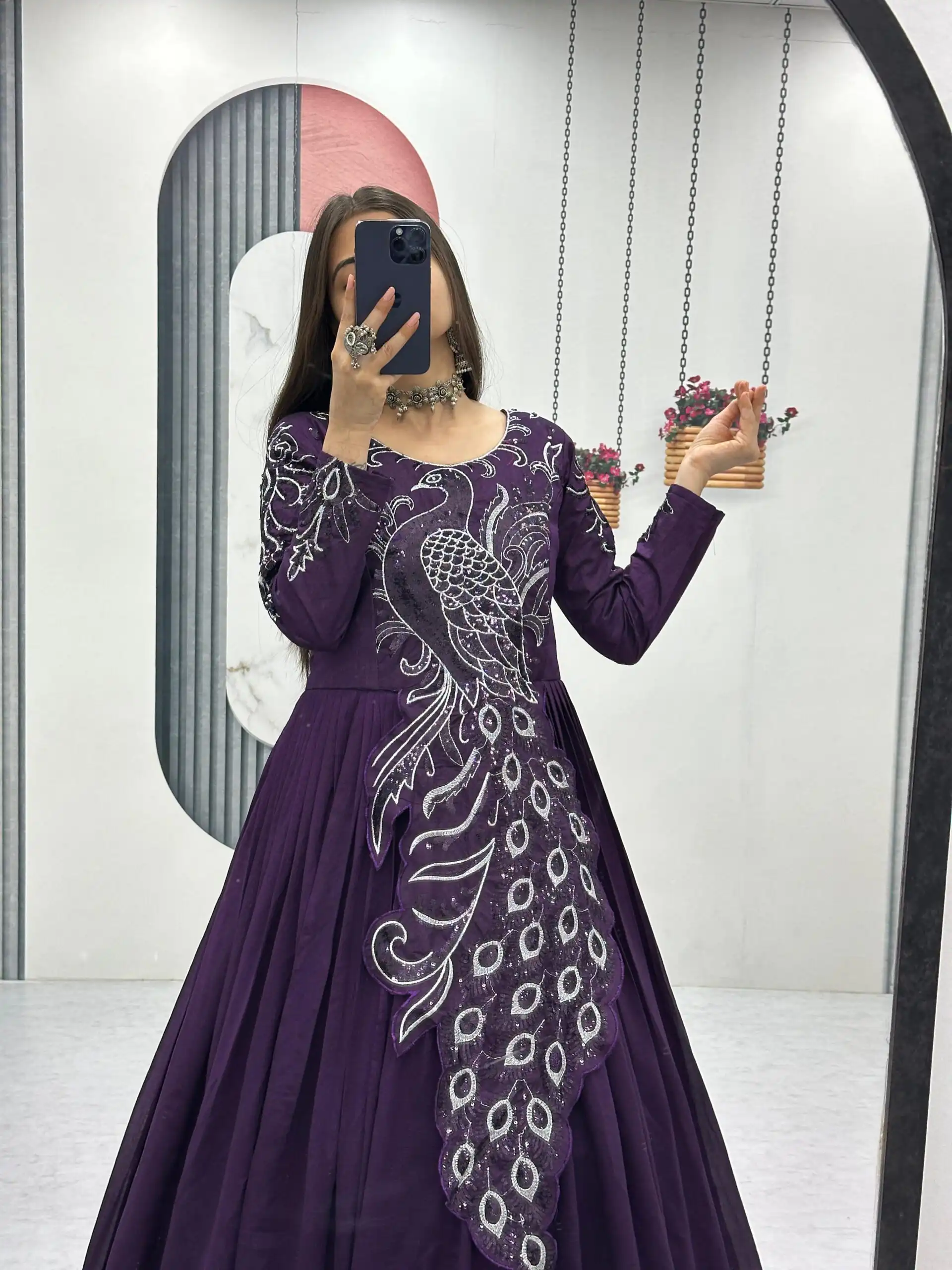 PC 564 Dark Purple Vichitra Silk Gown Perfect for Wedding, Party, Holi, Anniversary, Mehendi –. Grab it for ₹2049. Delivery 4-6 Working Days. Shop now. | Gowns, Bollywood Gowns, Creative Gowns, Designer Gowns, Embroidered Gowns, Party Wear Gowns