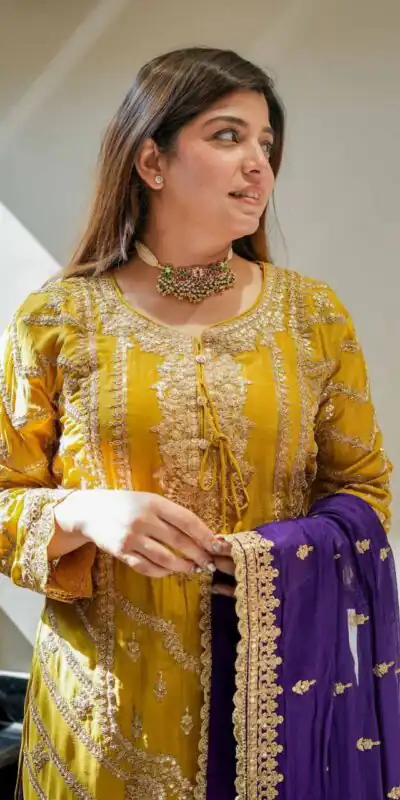 ZS 7001 Yellow Chinon Silk Salwar Suit with Embroidery Work & Lace Work. Affordable Price ₹2499. Delivery 4-6 Working Days. Shop now. | Jump Suits, Salwar suit, Casual Suits, Creative suits, Designer Suits, Palazzo Suits, Party Wear Suits, Patiala Suits, Straight Suits