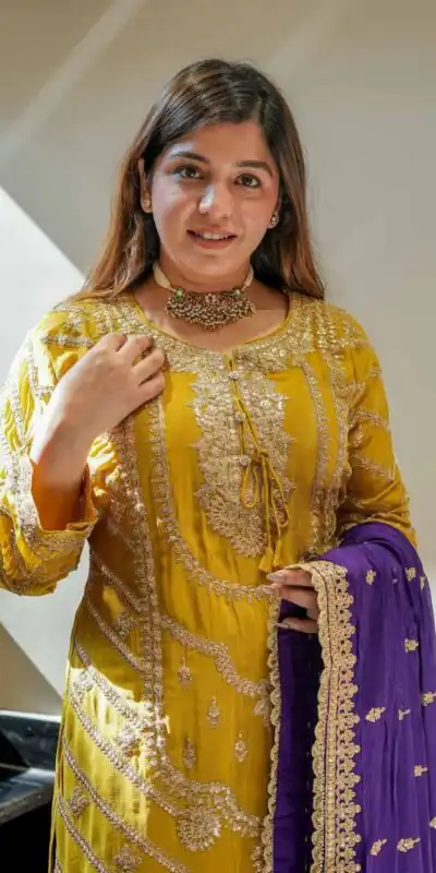 ZS 7001 Yellow Chinon Silk Salwar Suit with Embroidery Work & Lace Work. Affordable Price ₹2499. Delivery 4-6 Working Days. Shop now. | Jump Suits, Salwar suit, Casual Suits, Creative suits, Designer Suits, Palazzo Suits, Party Wear Suits, Patiala Suits, Straight Suits