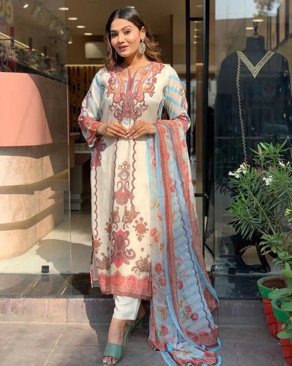 DC G24 Off White in Maslin Digital Print Salwar Suit . Wedding, Party, Festive, Events, Introductory Price ₹1649. Delivery 4-6 Working Days. Shop now. | Jump Suits, Salwar suit, Casual Suits, Creative suits, Designer Suits, Palazzo Suits, Party Wear Suits, Patiala Suits, Straight Suits