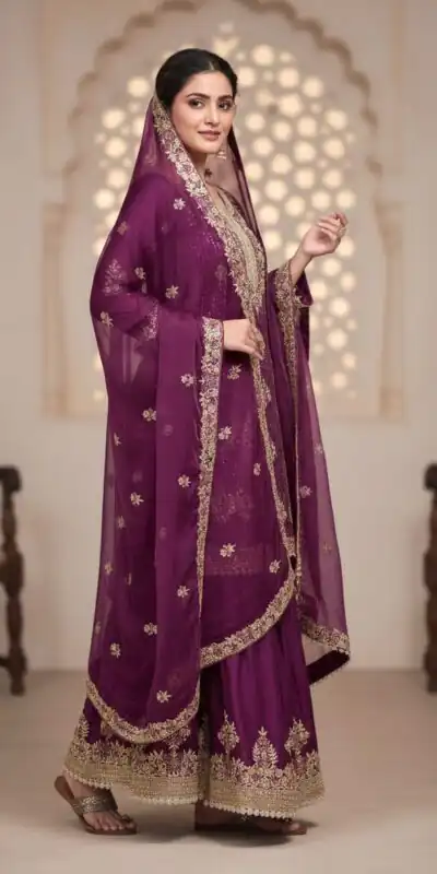 AD 219 Wine in Pure Organza Silk Embroidery Work & Cut Work Salwar Suit . Exclusive Offer ₹2499. Delivery 4-6 Working Days. Shop now. | Jump Suits, Salwar suit, Casual Suits, Creative suits, Designer Suits, Palazzo Suits, Party Wear Suits, Patiala Suits, Straight Suits