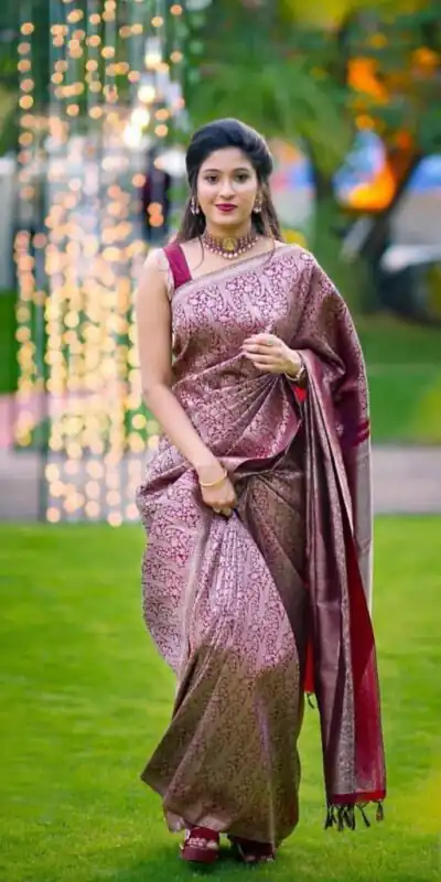 KPR 125 Wine Soft Lichi Silk Saree Perfect for Wedding, Party, Reception, Diwali, Ethnic Day – . Affordable Price ₹1299. Delivery 4-6 Working Days. | Sarees, Bollywood Sarees, Creative Sarees, Designer Sarees, Embroidered Sarees, Ethnic Saree, Modern Digital sarees, Party Wear Sarees