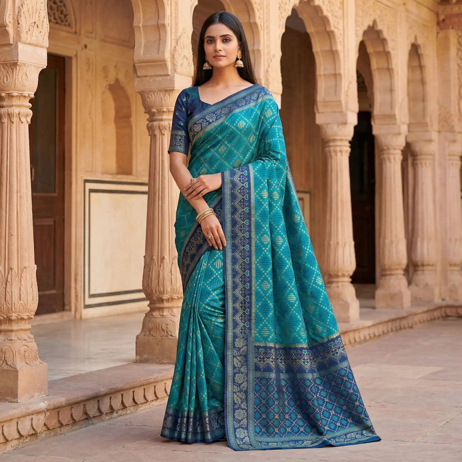 MB 6088 Firozi Color Lace Work & Zari Work Sareein Pochampalli Silk. Best Price ₹2049. Delivery 4-6 Working Days. Shop now. | Sarees, Bollywood Sarees, Creative Sarees, Designer Sarees, Embroidered Sarees, Ethnic Saree, Modern Digital sarees, Party Wear Sarees