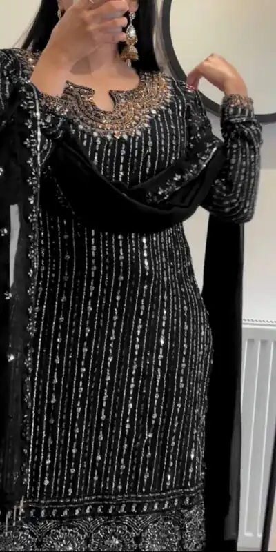 RTC 5716 Black Color Foix Georgette Thread Sequence Work Salwar Suit Wedding, Party, Festive, Events Etc. Expected Delivery 4-6 Working Days @2099/- | Jump Suits, Salwar suit, Casual Suits, Creative suits, Designer Suits, Palazzo Suits, Party Wear Suits, Patiala Suits, Straight Suits