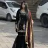 ZC 8010 Black Zimmy Silk Salwar Suit with Lace Work & Embroidery Work. Affordable Price ₹2049. Delivery 4-6 Working Days. Shop now. | Jump Suits, Salwar suit, Casual Suits, Creative suits, Designer Suits, Palazzo Suits, Party Wear Suits, Patiala Suits, Straight Suits
