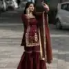 ZC 8010 Maroon Zimmy Silk Salwar Suit with Lace Work & Embroidery Work. Affordable Price ₹2049. Delivery 4-6 Working Days. Shop now. | Jump Suits, Salwar suit, Casual Suits, Creative suits, Designer Suits, Palazzo Suits, Party Wear Suits, Patiala Suits, Straight Suits