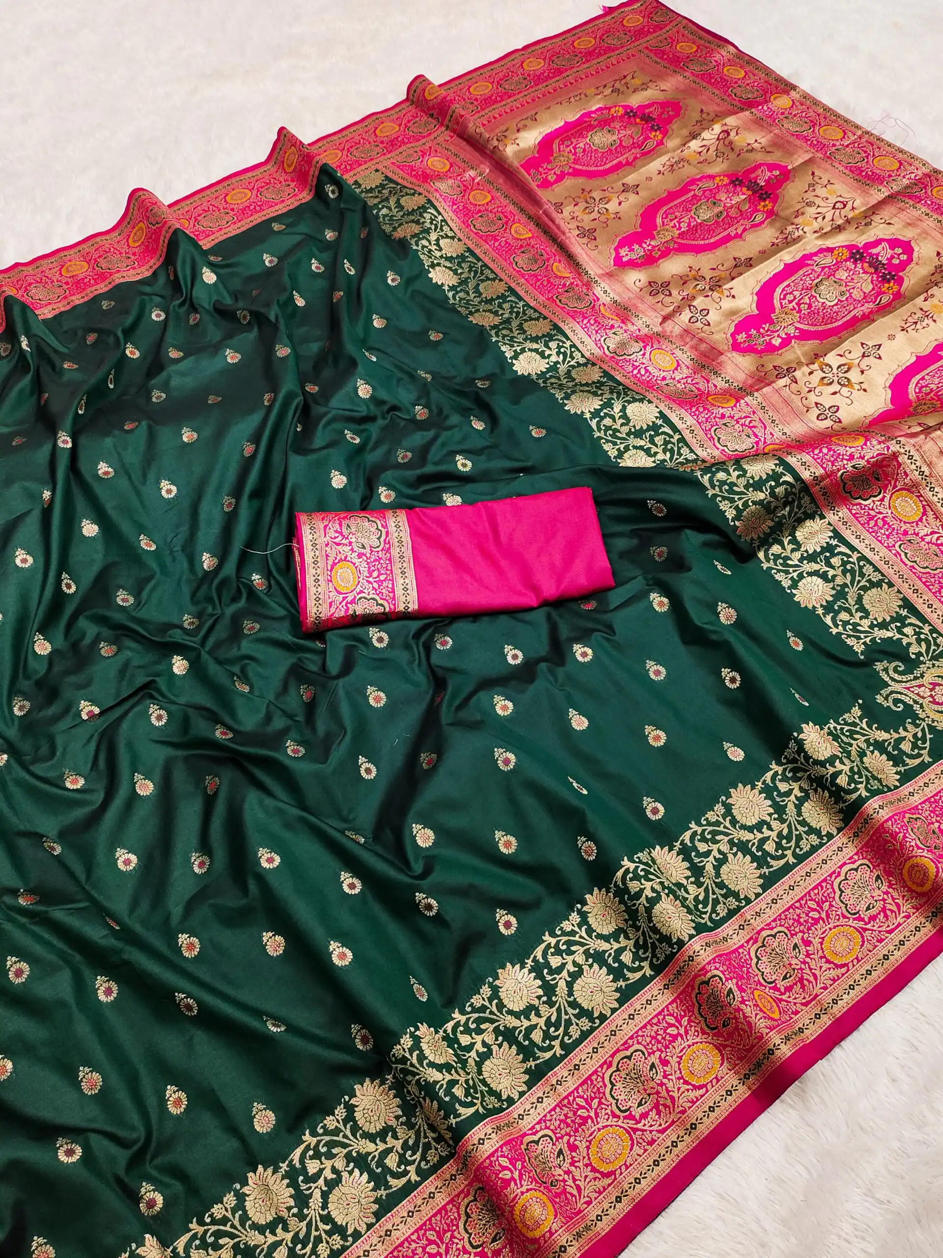 MB 3315 Green Color Banarasi Silk Gold Zari Border Saree . Wedding, Party, Festive, Available at ₹2049 only. Delivery 4-6 Working Days. Shop now. | Sarees, Bollywood Sarees, Creative Sarees, Designer Sarees, Embroidered Sarees, Ethnic Saree, Modern Digital sarees, Party Wear Sarees