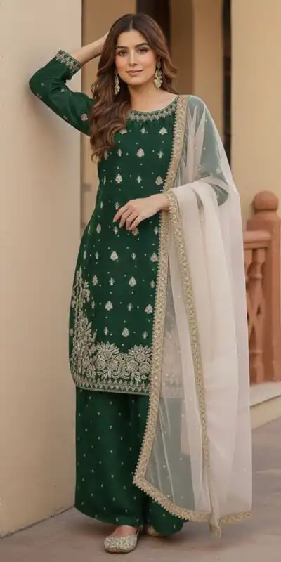 KF 1717 Green Zimmy Silk Salwar Suit with Lace Work & Embroidery Work. Affordable Price ₹2149. Delivery 4-6 Working Days. Shop now. | Jump Suits, Salwar suit, Casual Suits, Creative suits, Designer Suits, Palazzo Suits, Party Wear Suits, Patiala Suits, Straight Suits