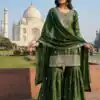 ZSR 3160 Green Zimmy Silk Salwar Suit with Embroidery Work & Mirror Work. Grab it for ₹2399. Delivery 4-6 Working Days. Shop now. | Jump Suits, Salwar suit, Casual Suits, Creative suits, Designer Suits, Palazzo Suits, Party Wear Suits, Patiala Suits, Straight Suits