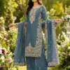 Grey Organza Silk With Sequence Work Salwar Suit