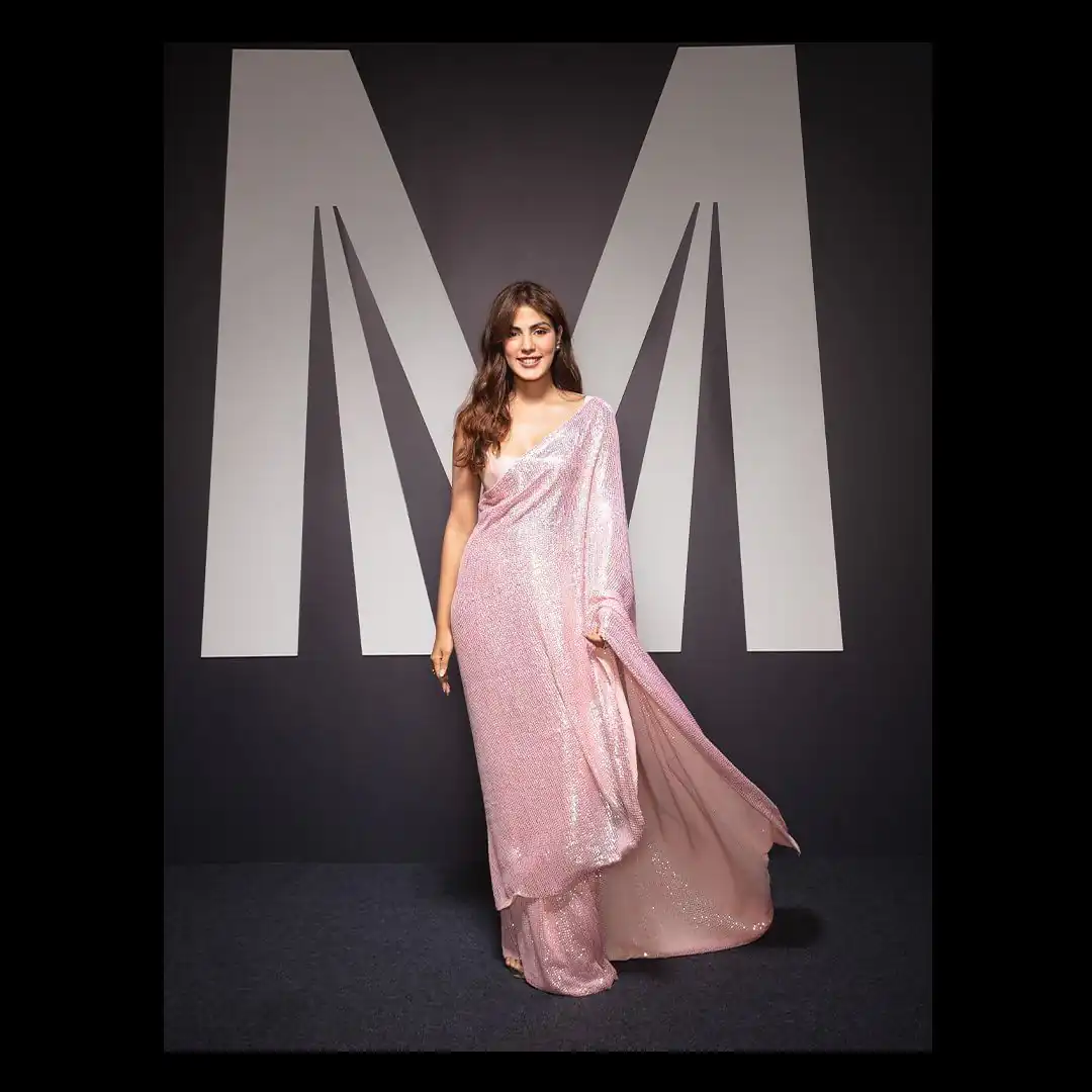 Light Peach Georgette Sequence Work Saree