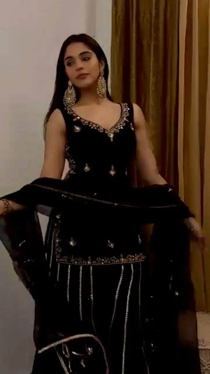 ST 230 Black Viscose Velvet Salwar Suit with Embroidery Work & Lace Work. Grab it for ₹2049. Delivery 4-6 Working Days. Shop now. | Jump Suits, Salwar suit, Casual Suits, Creative suits, Designer Suits, Palazzo Suits, Party Wear Suits, Patiala Suits, Straight Suits