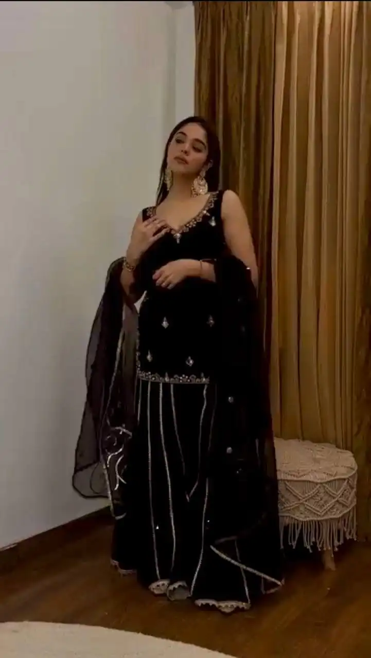 ST 230 Black Viscose Velvet Salwar Suit with Embroidery Work & Lace Work. Grab it for ₹2049. Delivery 4-6 Working Days. Shop now. | Jump Suits, Salwar suit, Casual Suits, Creative suits, Designer Suits, Palazzo Suits, Party Wear Suits, Patiala Suits, Straight Suits