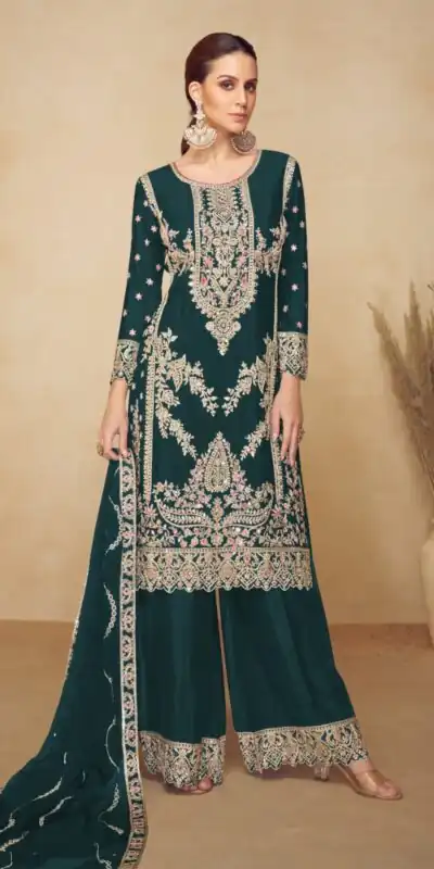 FC 717 Green Viscous Chinon Salwar Suit with Lace Work & Embroidery Work. Exclusive Offer ₹2549. Delivery 4-6 Working Days. Shop now. | Jump Suits, Salwar suit, Casual Suits, Creative suits, Designer Suits, Palazzo Suits, Party Wear Suits, Patiala Suits, Straight Suits