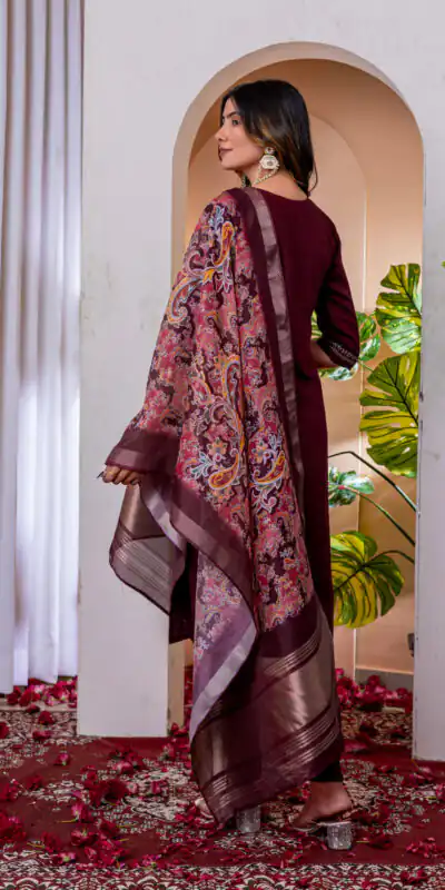 DIVA 112 Maroon Marina Silk Salwar Suit with Embroidery Work. Introductory Price ₹1999. Delivery 4-6 Working Days. Shop now. | Jump Suits, Salwar suit, Casual Suits, Creative suits, Designer Suits, Palazzo Suits, Party Wear Suits, Patiala Suits, Straight Suits