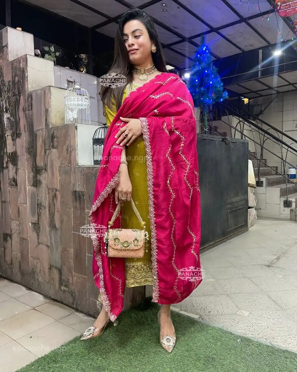 Mustered Chinon Embroidery Cut Work Salwar Suit - Image 4