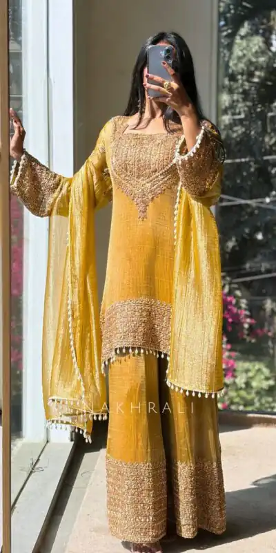 SR 1705 Mustered Fendy Silk Salwar Suit Perfect for Wedding, Party, Cultural Events, Sangeet, Housewarming – . Grab it for ₹2449. Delivery 4-6 Working Da | Jump Suits, Salwar suit, Casual Suits, Creative suits, Designer Suits, Palazzo Suits, Party Wear Suits, Patiala Suits, Straight Suits