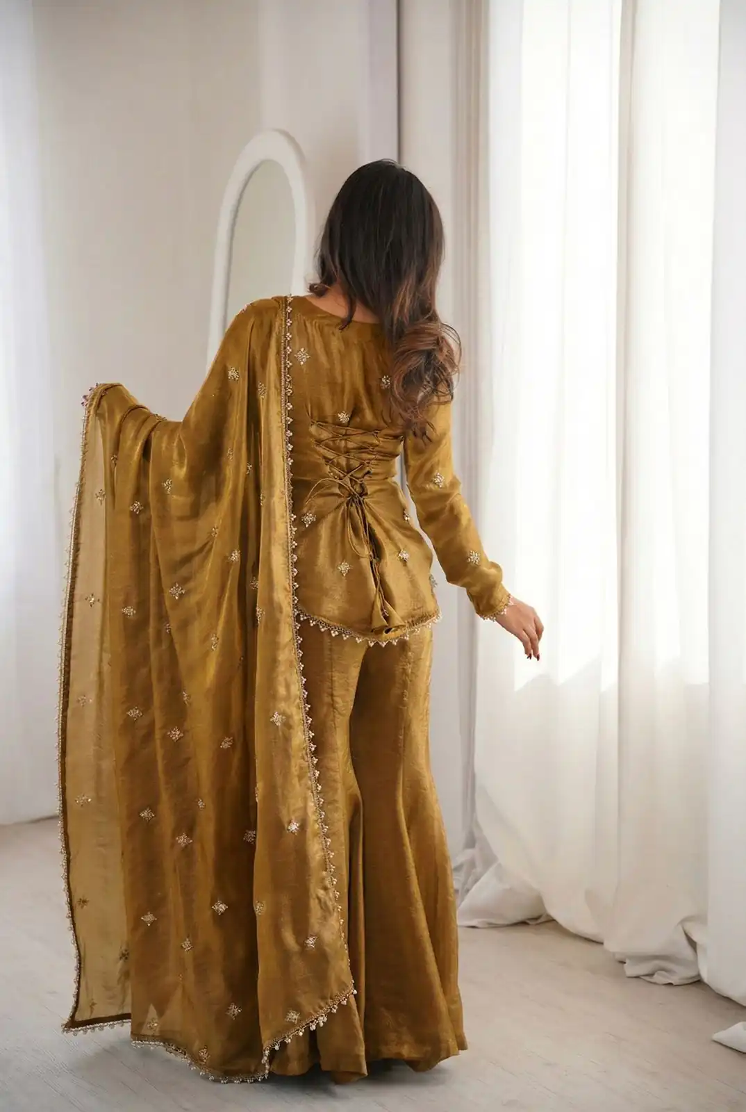 ZSR 3159 Mustered Fendy Silk Salwar Suitwith Embroidery Work & Lace Work. Now at just ₹2049. Delivery 4-6 Working Days. Shop now. | Jump Suits, Salwar suit, Casual Suits, Creative suits, Designer Suits, Palazzo Suits, Party Wear Suits, Patiala Suits, Straight Suits