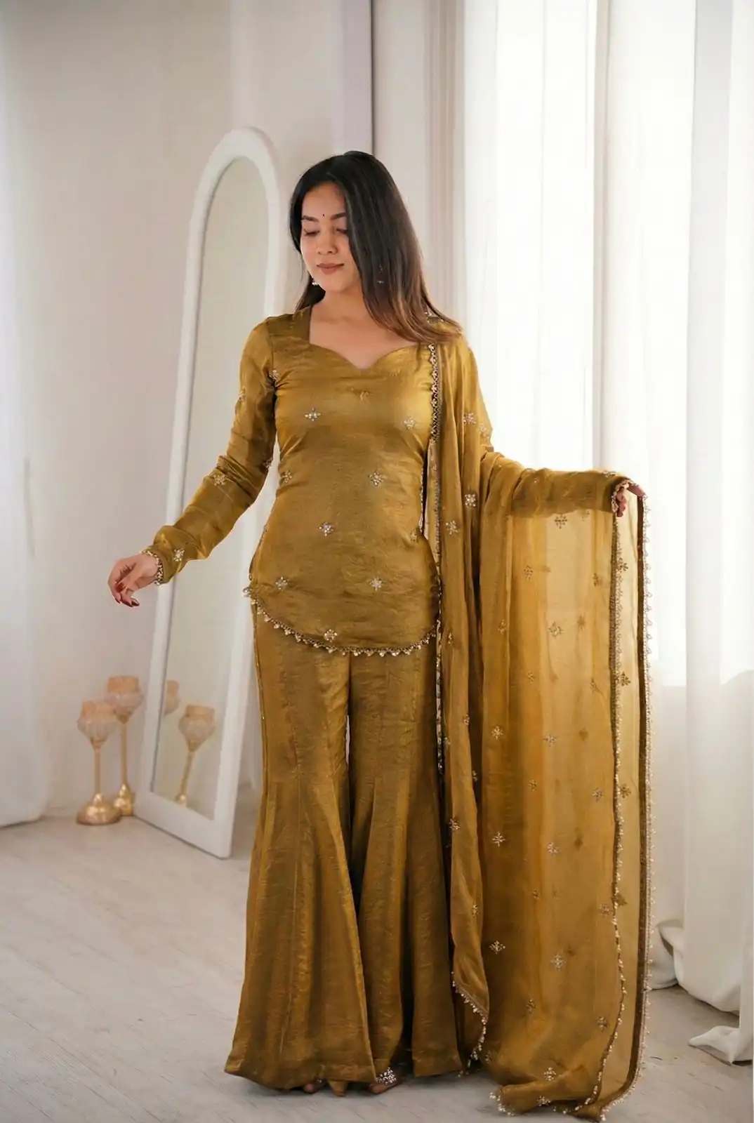 ZSR 3159 Mustered Fendy Silk Salwar Suitwith Embroidery Work & Lace Work. Now at just ₹2049. Delivery 4-6 Working Days. Shop now. | Jump Suits, Salwar suit, Casual Suits, Creative suits, Designer Suits, Palazzo Suits, Party Wear Suits, Patiala Suits, Straight Suits