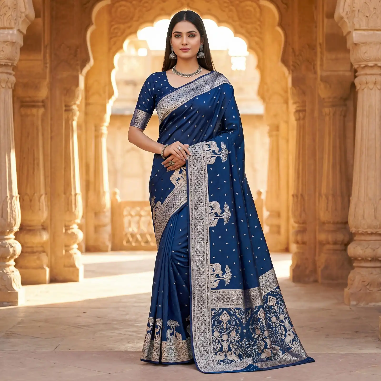 MB 25 GAJRAJ Navy Blue in Pure Banarasi Silk Zari Work & Lace Work Saree . Introductory Price ₹1899. Delivery 4-6 Working Days. Shop now. | Sarees, Bollywood Sarees, Creative Sarees, Designer Sarees, Embroidered Sarees, Ethnic Saree, Modern Digital sarees, Party Wear Sarees